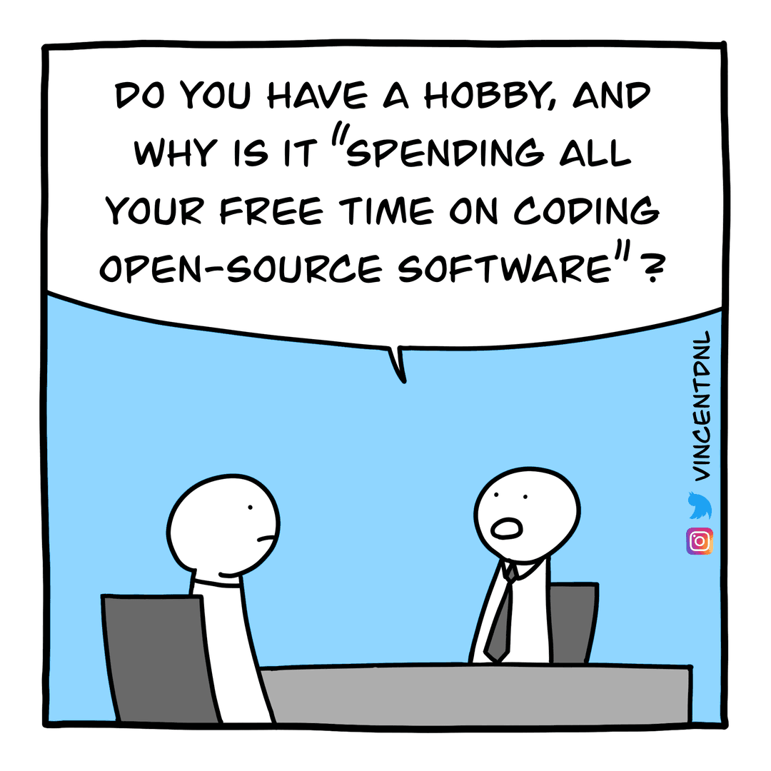 drawing about open source software as a hobby