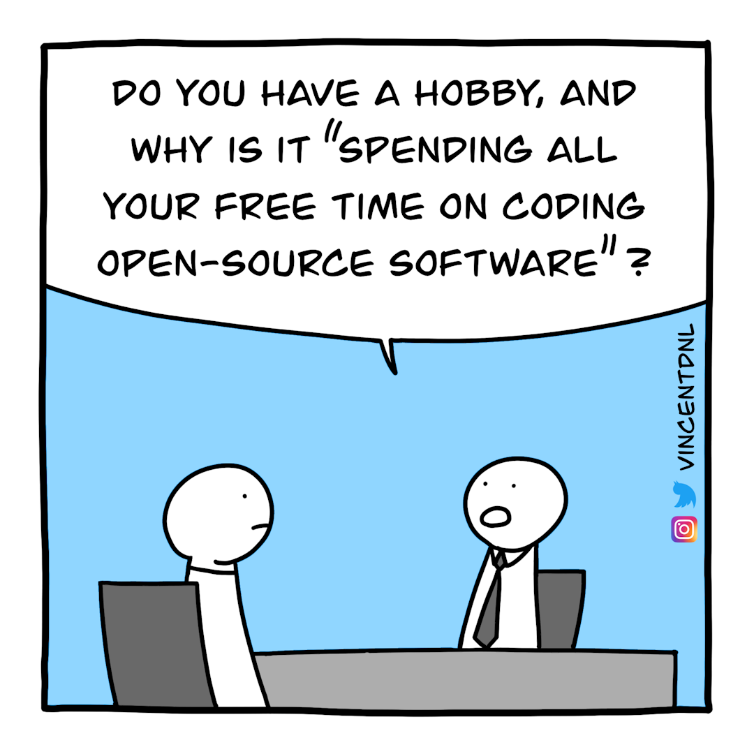 drawing about open source software as a hobby