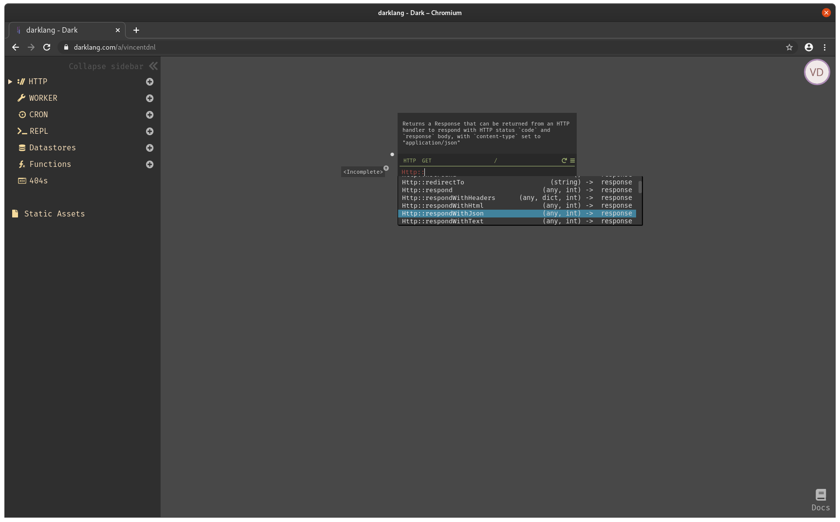 Everything seems to be well documented in Darklang!